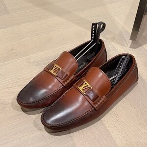 Louis Vuitton Brown Leather Slip-On Loafers
